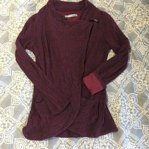 Burgundy wrap-front sweatshirt